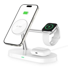 Tech-Protect A12 3in1 MagSafe Inductive Charger for Smartphone/Headphones/Smartwatch - White