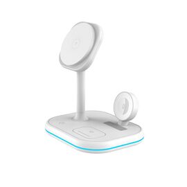 Tech-Protect QI15W-A27 3-in-1 inductive charger with MagSafe stand for smartphone / Apple Watch / AirPods - white