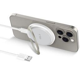 Tech-Protect QI15W-A33 Inductive Charger with MagSafe and Stand with USB-A / USB-C Cable - White