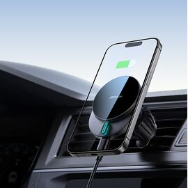 Joyroom JR-ZS409 magnetic holder with 15W inductive charger for car air vent - black