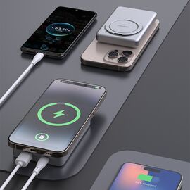 Dudao K28S 20W PD 5000mAh Powerbank with MagSafe and Stand - Silver