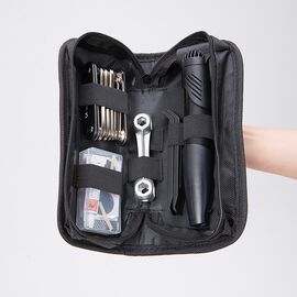 Wozinsky WMZ-01N tool kit, 16-in-1 bicycle multitool, pump, wrenches, inner tube kit - black