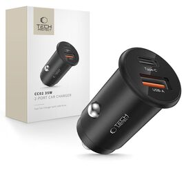 Tech-Protect CC02 35W Car Charger 2-Port USB-C / USB-A - Black