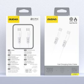 Dudao L25SC 60W USB-C - USB-C Cable with Soft Silicone Braid 2m - White