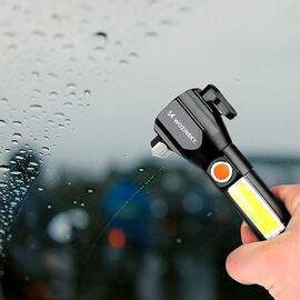 Wozinsky WLR-31 5W 500lm CREE 3-in-1 Multifunction Flashlight with Glass Breaker and Seat Belt Cutter - Black