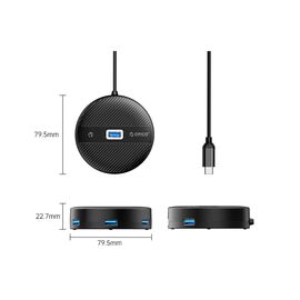 ORICO YS1-C2 4-port USB hub 1x USB-A 3.0 3x USB-A 2.0 0.3 m - black