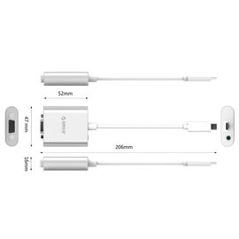 Orico PTAV USB-C - VGA adapter and 3.5 mm Full HD mini jack 0.15 m - silver