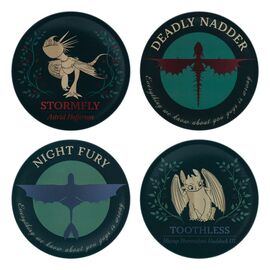 How to Train Your Dragon Coaster 4-Pack Dragon Printed Metal