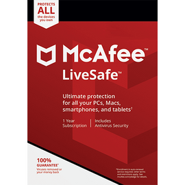 McAfee LiveSafe (Τελευταία Έκδοση) 1 Device, 3 Years, Ηλεκτρονική Άδεια | Techbox