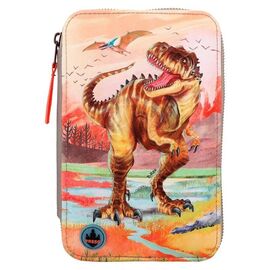Dino World Triple Pencil Case LED Khaki Brown (412381) / Toys - Merchandise Office Supplies - Various - Techbox