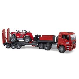 Bruder - MAN TGA truck with low loader trailer & Manitou telehandler (02774) / Toys