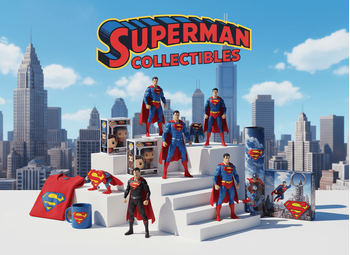 Superman Collectibles banner με φιγούρες, Funko Pop, μπλουζάκι, κούπα, αφίσα | Techbox