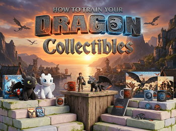 How to Train Your Dragon Collectibles banner: επίσημο λογότυπο ταινίας, plush Toothless και Light Fury, φιγούρες, puzzles & δώρα | Techbox
