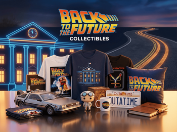 Back to the Future collectibles – DeLorean, T-shirts, Funko Pop Doc Brown, mug, puzzle, Outatime license plate, cushion, notebook | Techbox