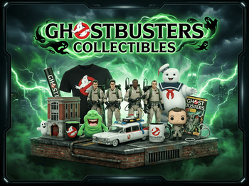 Ghostbusters συλλεκτικά – φιγούρες Ghostbusters team, Ecto-1, Slimer, Stay Puft, Funko-style pop, t-shirt, κούπα, αφίσα, μπρελόκ, plush, comic book | Techbox
