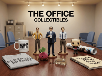 The Office συλλεκτικά – φιγούρες Michael Scott, Dwight Schrute, Jim Halpert, Dunder Mifflin mug, Funko-style pop, t-shirt, αφίσα, μπρελόκ, plush, notebook | Techbox
