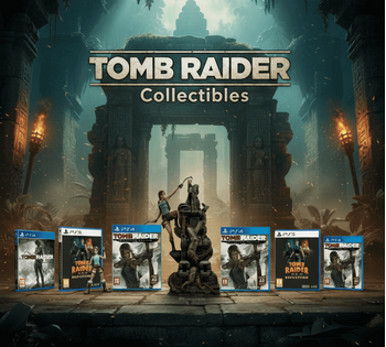Tomb Raider Collectibles: Games και φιγούρες σε κινηματογραφικό υπόβαθρο αρχαίων ερειπίων | Techbox