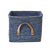 Rice - Small Square Raffia Basket with Leather Handles - Blue / Baby and Children