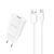 Dudao A4EU USB-A 2.1A wall charger - white + USB-A - USB-C cable | Techbox