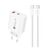 A6MaxL 20W USB-A USB-C wall charger with USB-C - USB-C 1m cable - white | Techbox