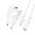 Dudao A23LEU 2.4A GaN EU USB-A Wall Charger with USB-A to Lightning Cable - White | Techbox