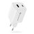 GaN mains charger with 1 x USB and 1 x USB-C Quick Charge 4.0 45W, white | Techbox