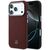 Mercedes Leather Semi Wrap Wood Effect MagSafe Case for iPhone 17 Pro Max - Red