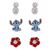 STITCH - Ananas & Flower - 3 Pairs of Studs Earrings - Plated Brass