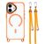 iPhone 17 Case with Adjustable Crossbody Lanyard and MagSafe Compatible Camera Frame as a Stand - Orange