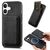 Synthetic Leather iPhone 17 Case with Detachable MagSafe Compatible Card Holder - Black