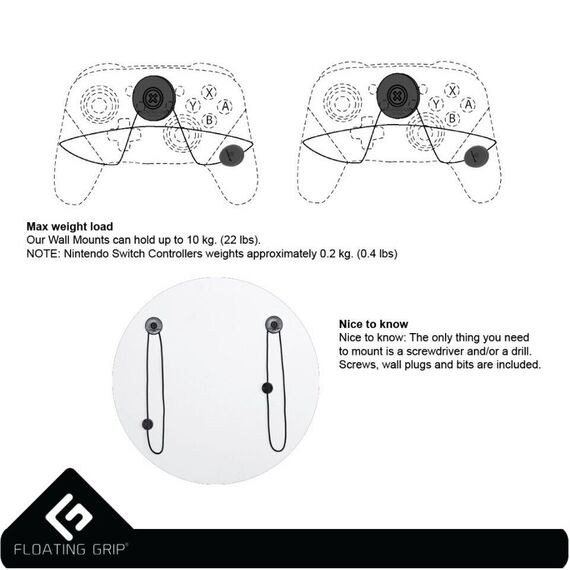 Nintendo Switch Pro Controller wall mount by FLOATING GRIP®, Black / Nintendo Switch |  Techbox