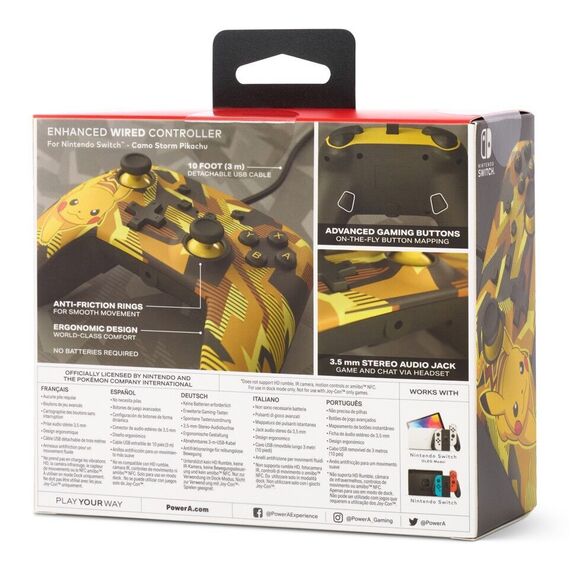 PowerA Enhanced Wired Controller - Nintendo Switch - Camo Storm Pikachu / Nintendo Switch | Techbox