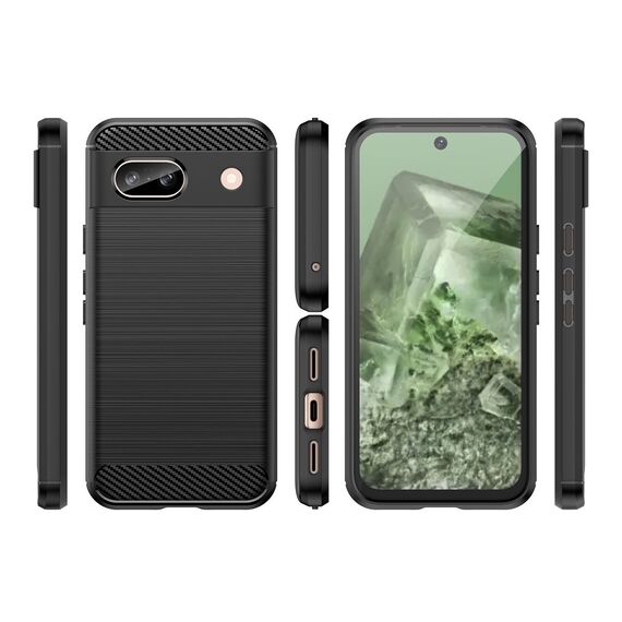 Carbon Case for Google Pixel 8A Flexible Silicone Carbon Cover - Black - Rest Brands Cases - Cases - Techbox