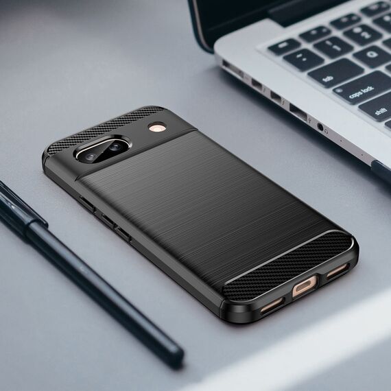 Carbon Case for Google Pixel 8A Flexible Silicone Carbon Cover - Black - Rest Brands Cases - Cases - Techbox