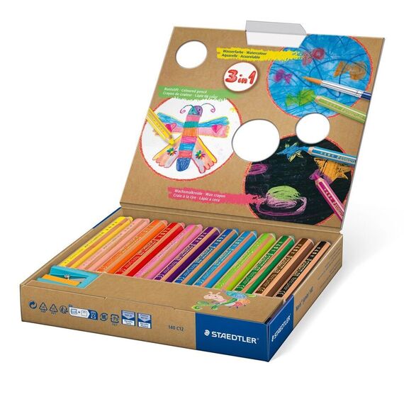 Staedtler - Noris Junior Chunky 3in1 coloured pencils, 12 pcs. (+2 years) (140 C12) / Toys |  Techbox