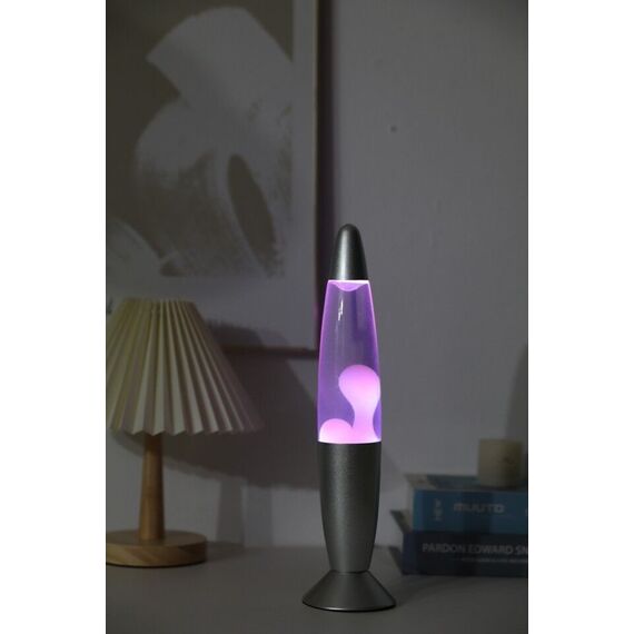 iTotal - Color-changing LED Lava Lamp - Silver Base and White Wax (XL2673) / Toys