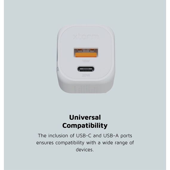 Xtorm - 20W GaN2 Ultra Home Charger USB-C PD/USB-A White / Electronics | Techbox