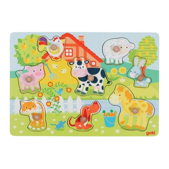 GOKI - Farm animals  & African baby animals, Lift-out puzzle (1240193/1240209) / Toys |  Techbox