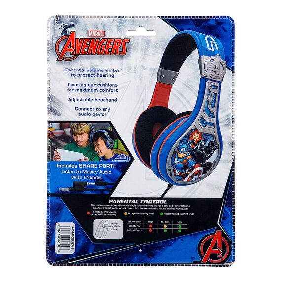 eKids - Avengers Headphones for kids with Volume Control to protect hearing / Toys