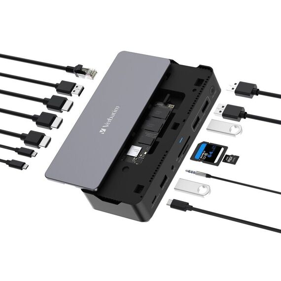 Verbatim - USB-C Pro Docking Station 15 Port w/SSD Included CDS-15SSD / Computers