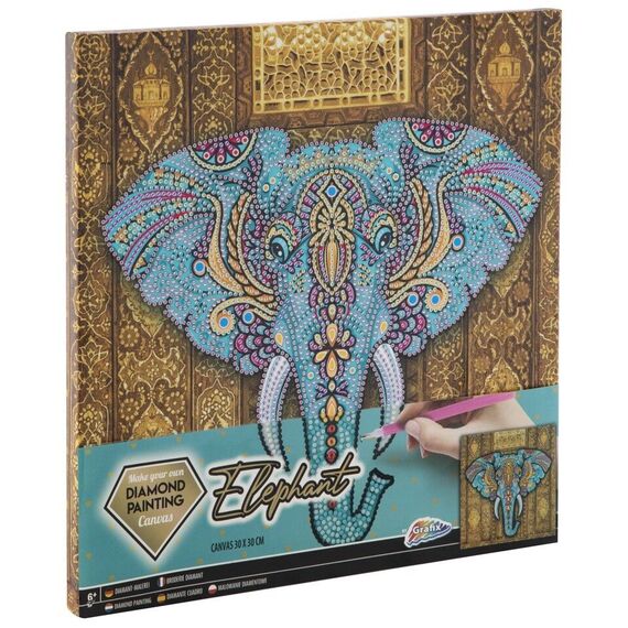 Grafix - Diamond Painting on Canvas - Elephant 30 x 30 cm - (K-260010) / Toys