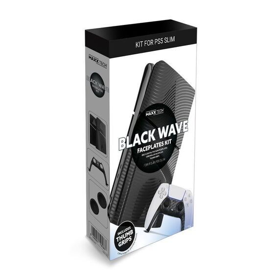 Maxx Tech PS5 Slim Faceplates + Controller Faceplates - Black Wave / PlayStation 5 - PS5 Accessories - Accessories for Consoles - Techbox
