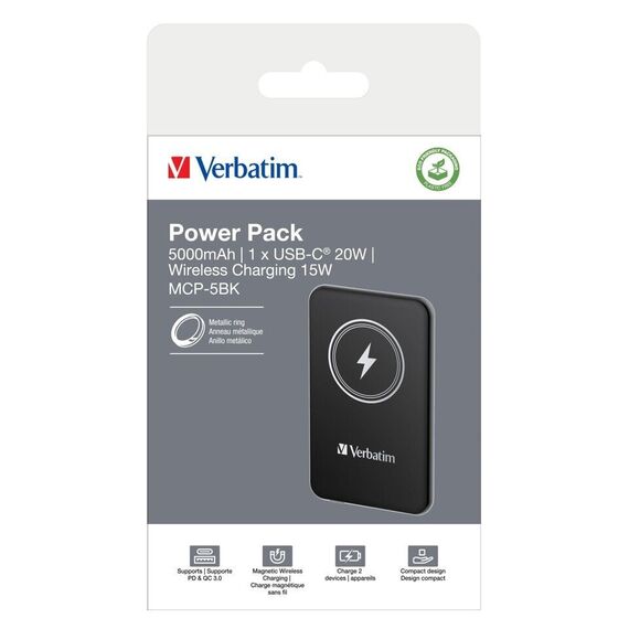 Verbatim - Charge ´n´ Go Magnetic Wireless Power Bank 5000 / Electronics | Techbox