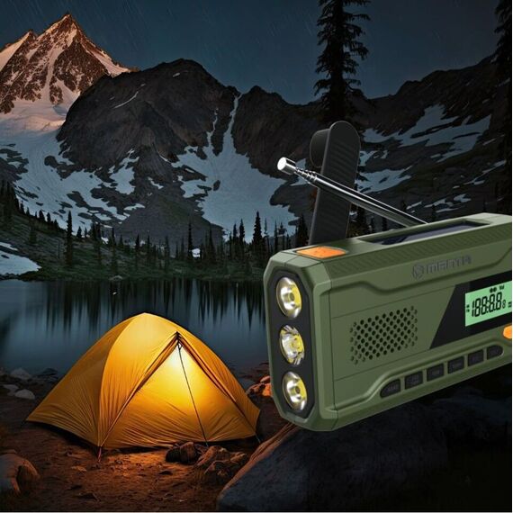 Manta - Portable Emergency crank FM Radio, Solar Power Bank, Flashlight / Electronics - Powerbanks - Smartphone Chargers - Techbox