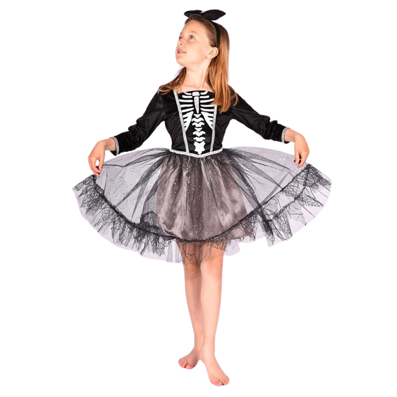 Den Goda Fen - Skeleton Dress w. Headband (110-116 cm) (F77732) / Toys |  Techbox