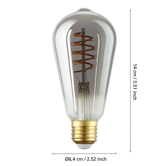 EGLO - E27 ST64 spiral, smoke - Warm white - Zigbee, Bluetooth / Electronics | Techbox