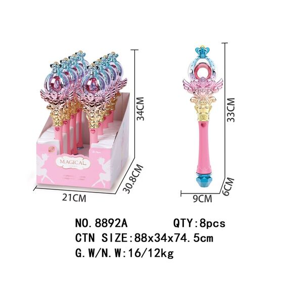 Sea&Sun - Flashing Magic Stick w. Light & Music 8pcs Display (8892A) / Toys