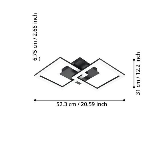 EGLO - Paranday-Z ceiling lamp w/squares black 52.5x31 - TW - Zigbee, Bluetooth / Electronics | Techbox