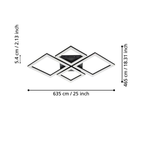 EGLO - Paranday-Z ceiling lamp w/squares black 47x43 - TW - Zigbee, Bluetooth / Electronics | Techbox