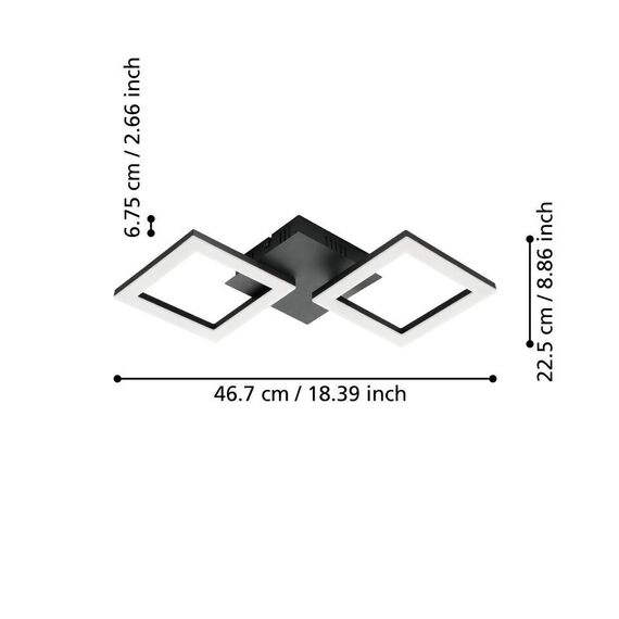 EGLO - Paranday-Z ceiling lamp with squares black 47x22.5 - TW - Zigbee, Bluetooth / Electronics | Techbox